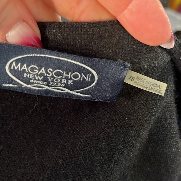 Magaschoni 100% Cashmere Cardigan Sweater Buckle Front Black Size XS - Picture 7 of 11